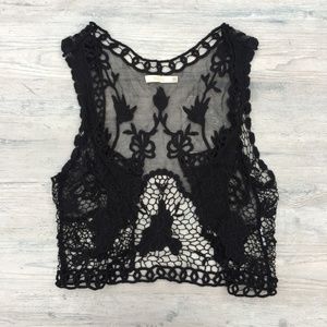 Black Crochet Vest - Tulle Crochet Vest